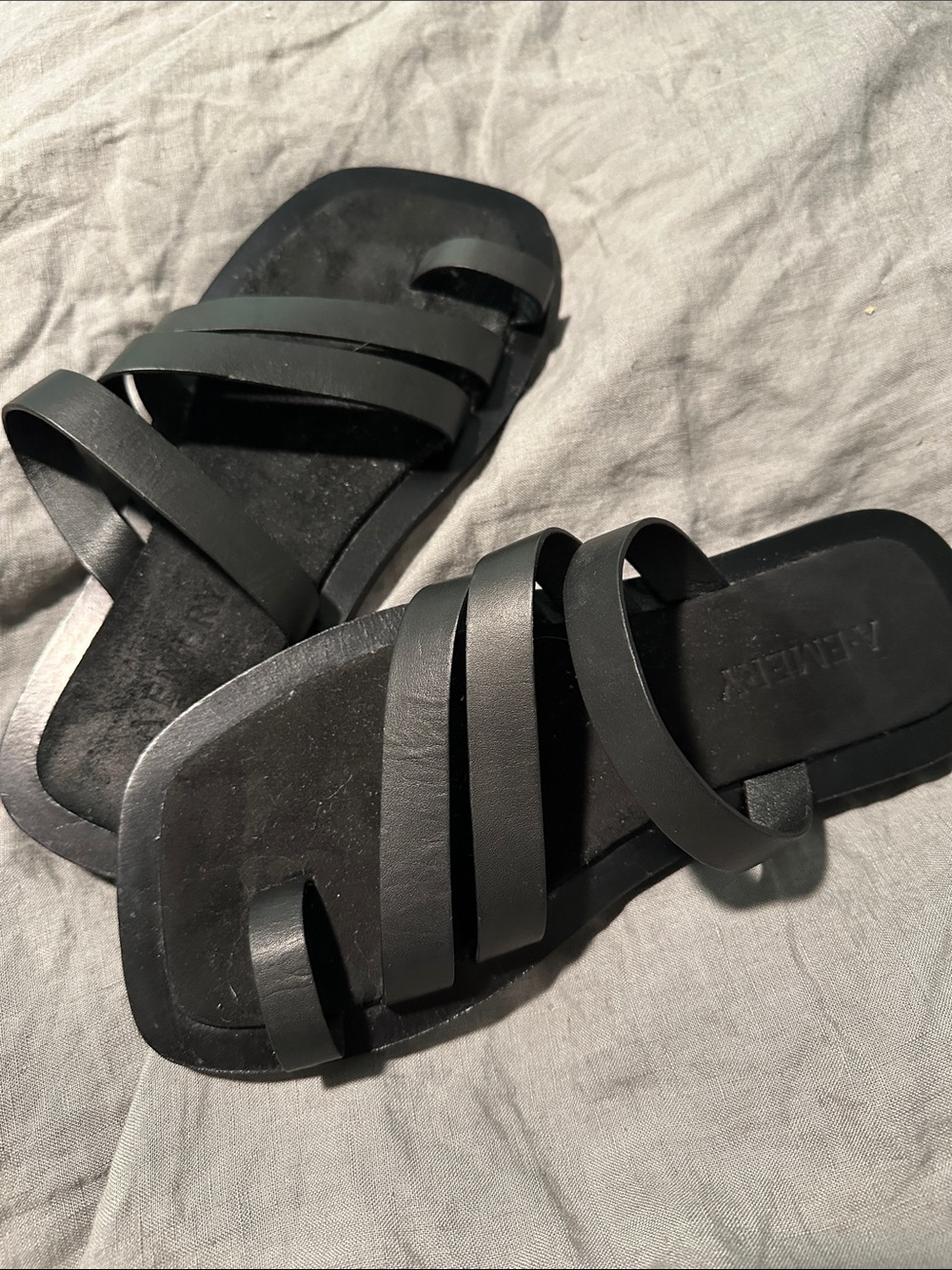 Women’s A.Emery Black Leather Multi-Strap Slide Sandals - Picture 4 of 4